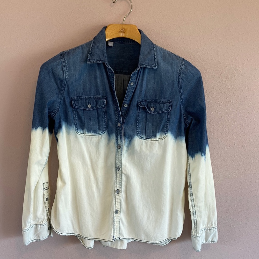 Denim, hand-dipped, bleached shirt